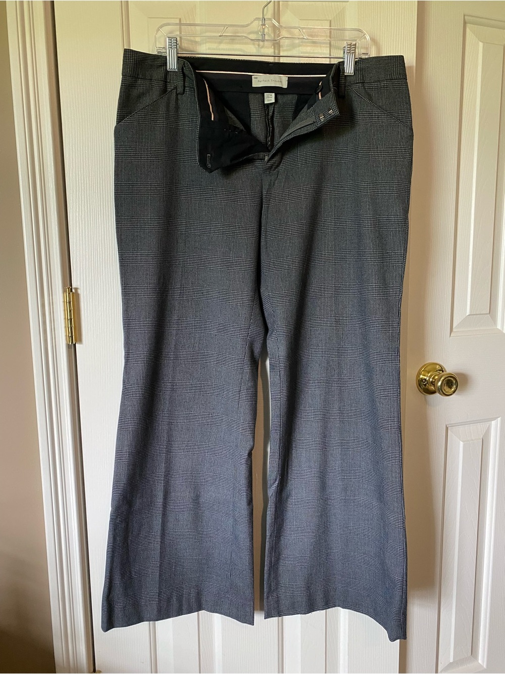 Gap Perfect Trouser Charcoal Gray/Dark Navy Plaid Women’s Pants, Size 12A